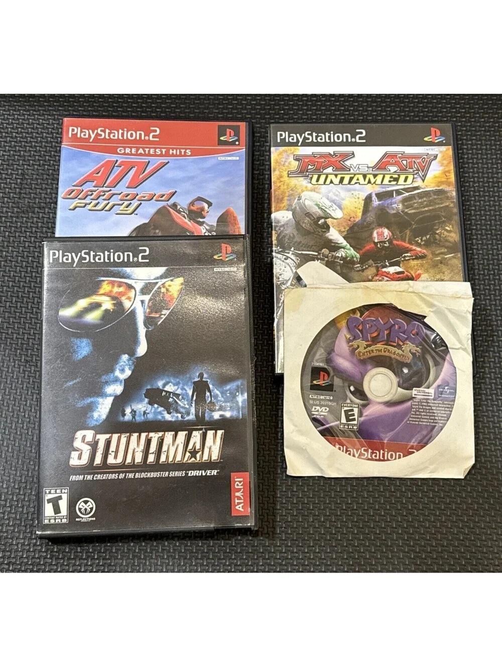 ps2 Games Lot Of 4: Stuntman, Spyro, ATV Iffroad Fury, MX vs ATV Untamed